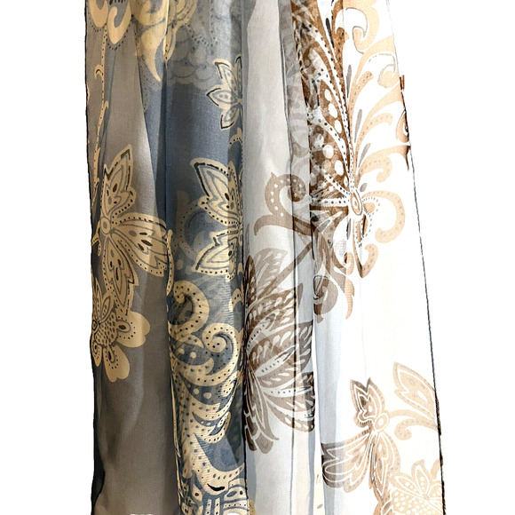 Gorgeous Fabrique' En Italie Floral Scarf Wrap Soft Blue & Brown M/I Italy Vtg - Picture 3 of 5